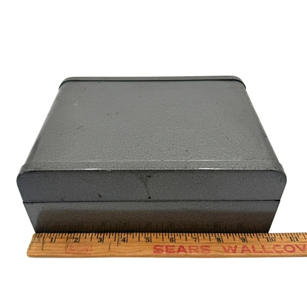 Industrial Metal File Storage Box 10x8x4 Gray‎ Vintage Organizer